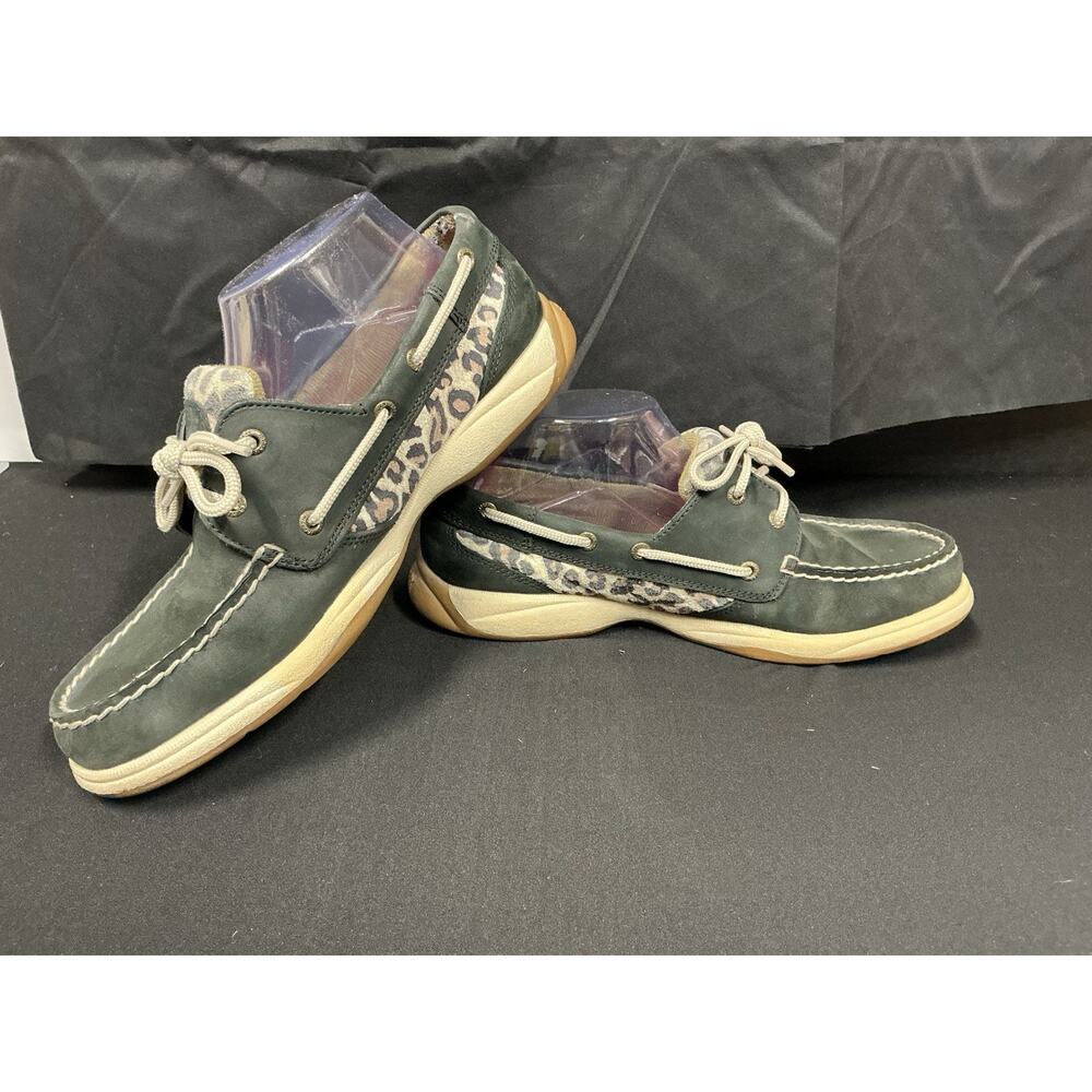 Sperry Leopard Black Boat Slip On Loafer Shoes Women's 8M 9775909